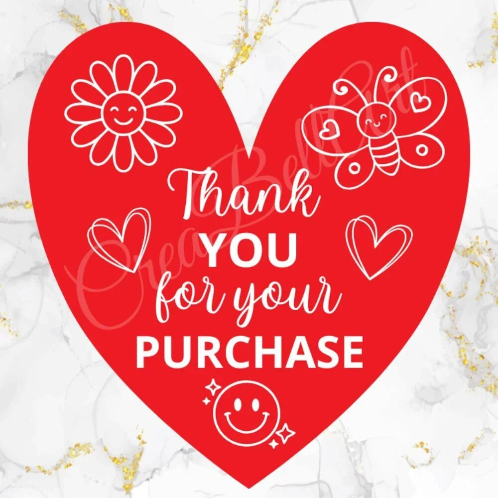 60 COUNT COLORS HEART-SHAPED THANK YOU CARDS  BLANK BACKS 2